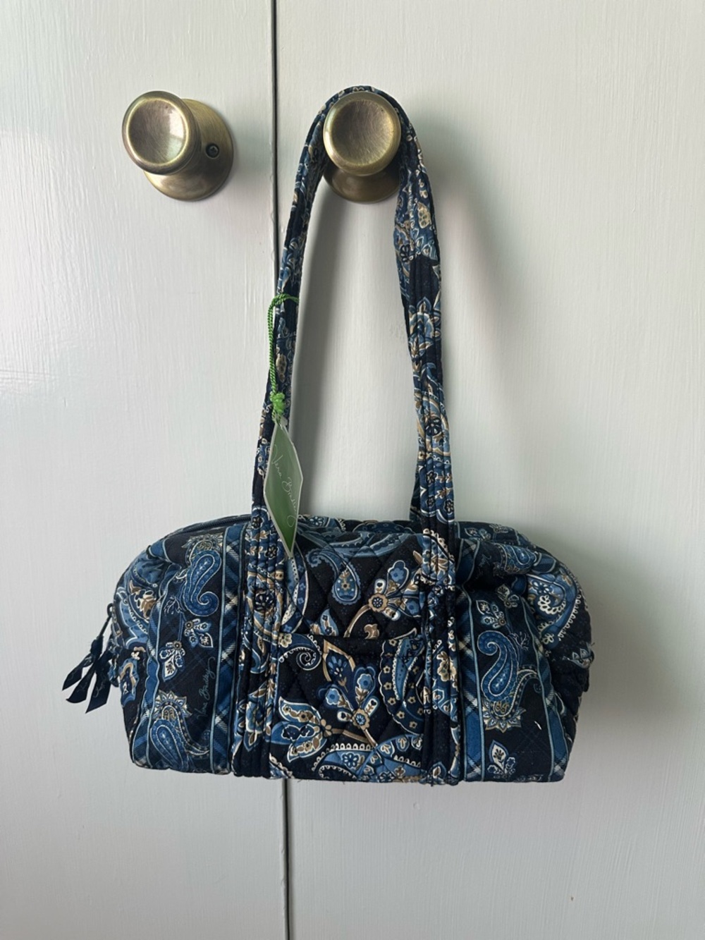 Vera Bradley Windsor Navy Blue Paisley Quilted sling Shoulder Bag